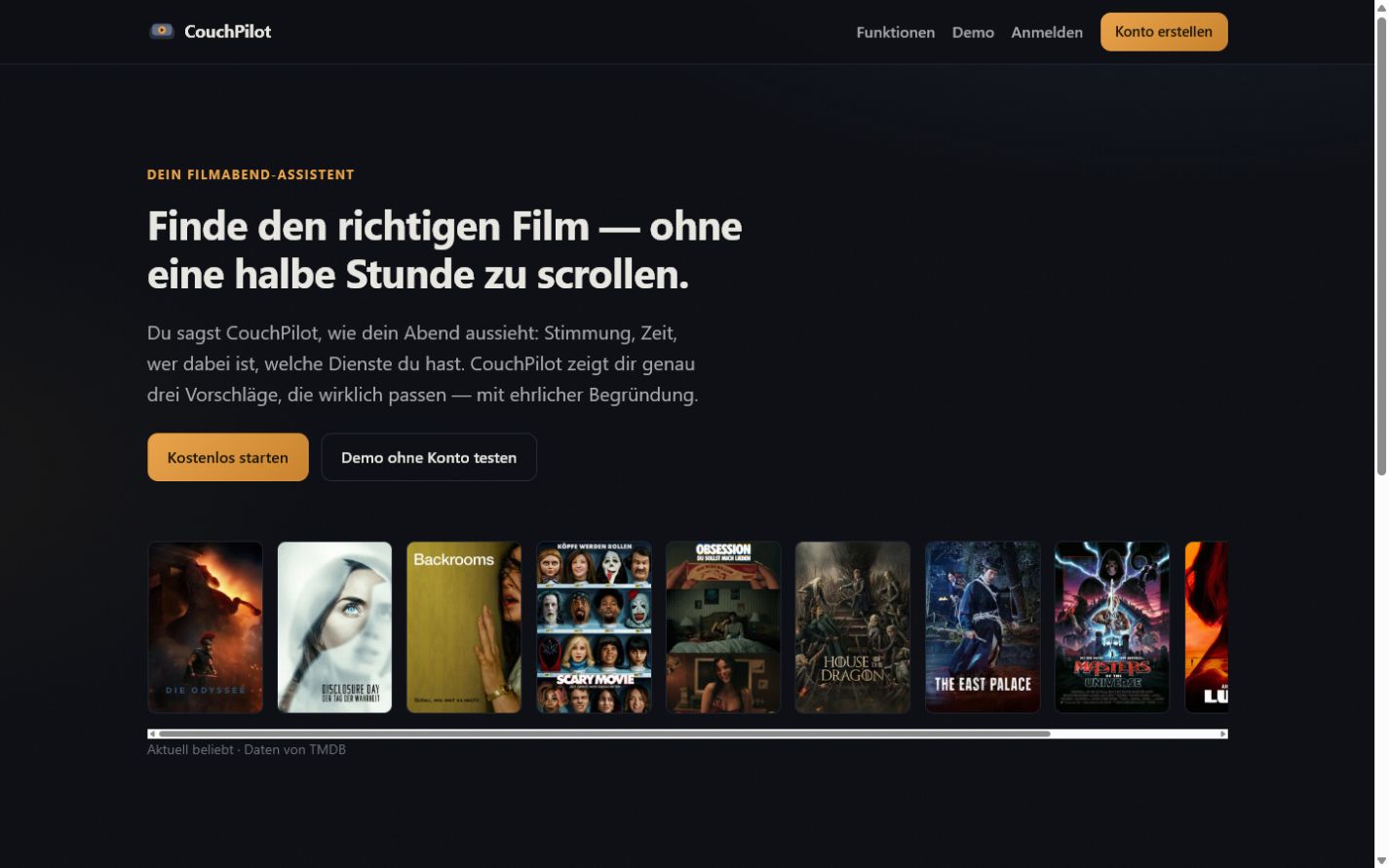 Öffentliche Startseite von CouchPilot