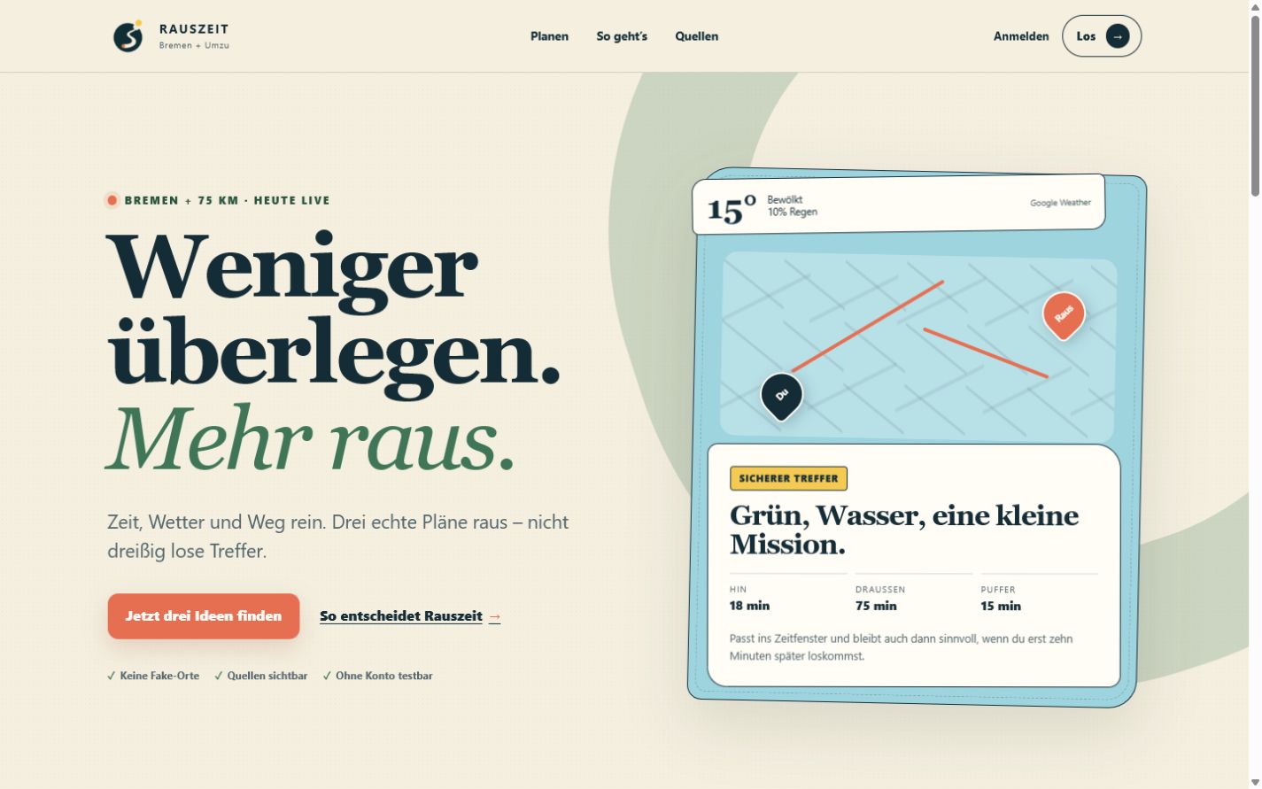 Öffentliche Startseite von Rauszeit